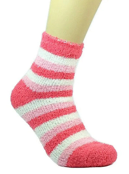 Womens Socks Soft Cozy Fuzzy Winter Home Warm Striped Sox Sizes 9-11
