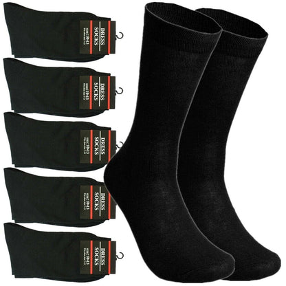 3-12 Pairs Mens Solid Black Cotton Casual Formal Classic Dress Socks Size 10-13