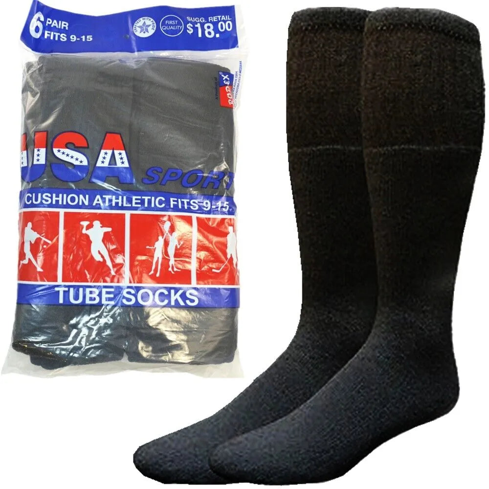 Men Athletic Socks Cotton Sports Solid Tube Socks sox Sizes 9-15