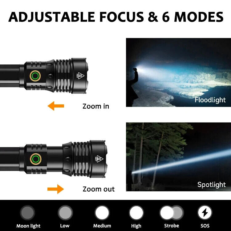 Helius YD-01 Tactical Flashlight 1350 Lumens, 650m Range, Rechargeable Zoomable