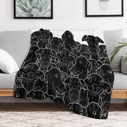 Greyhounds Black And White Pattern Throw Blanket