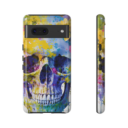Vibrant Blue Floral Skull Tough Phone Case