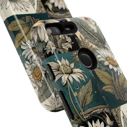Abstract Teal Daisy Tough Phone Case