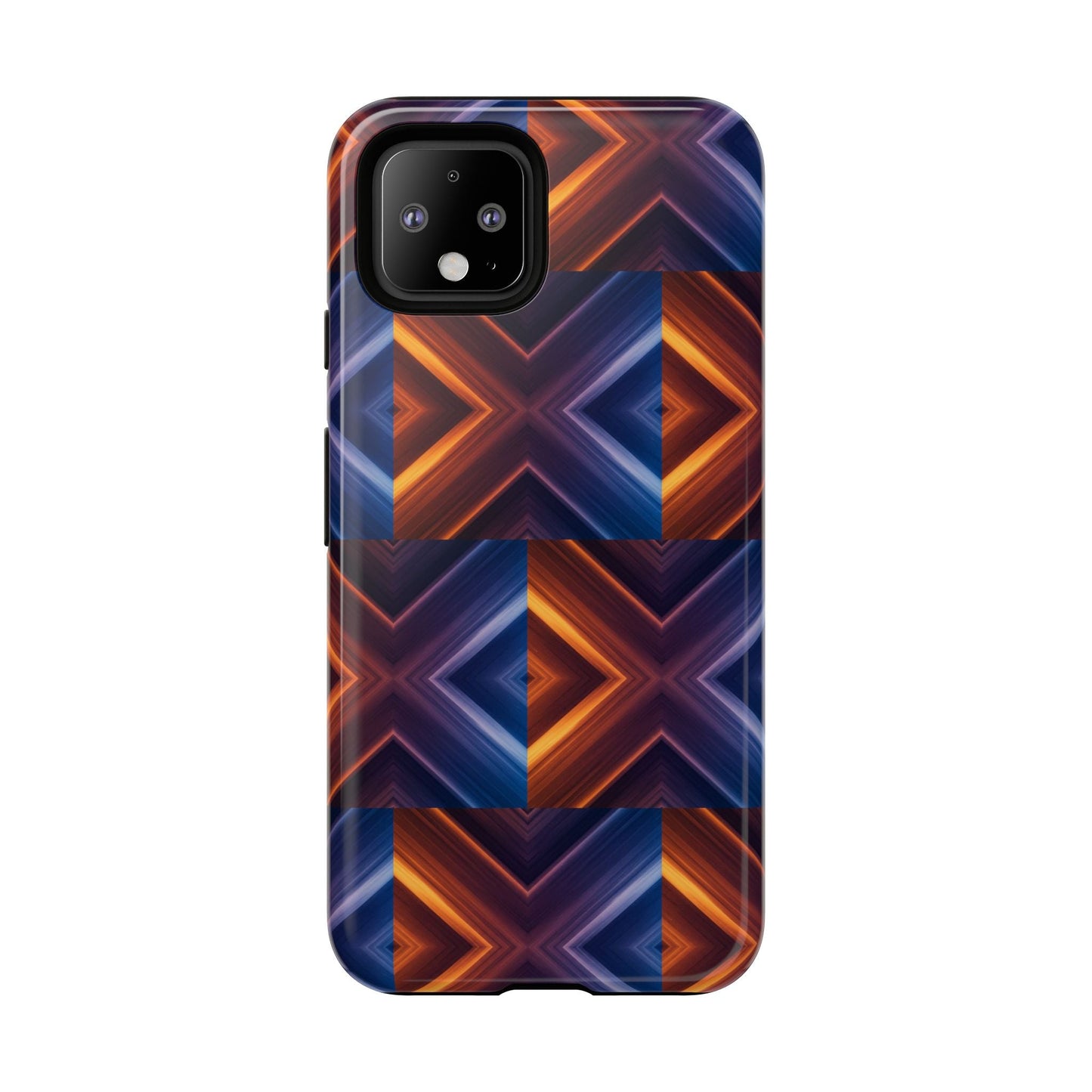 Stylish Tough Phone Case With Blue & Orange Abstract Design