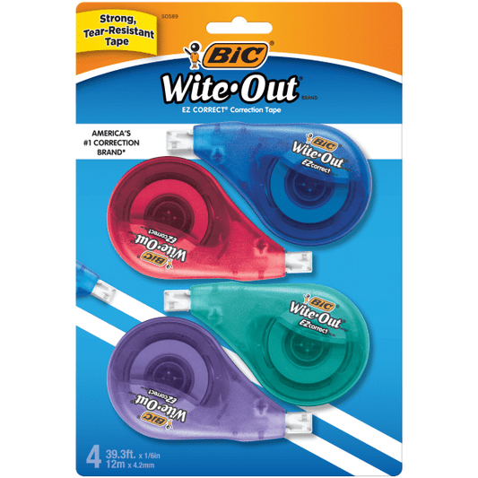 BIC Wite-Out Brand EZ Correct Correction Tape  White  4 Count