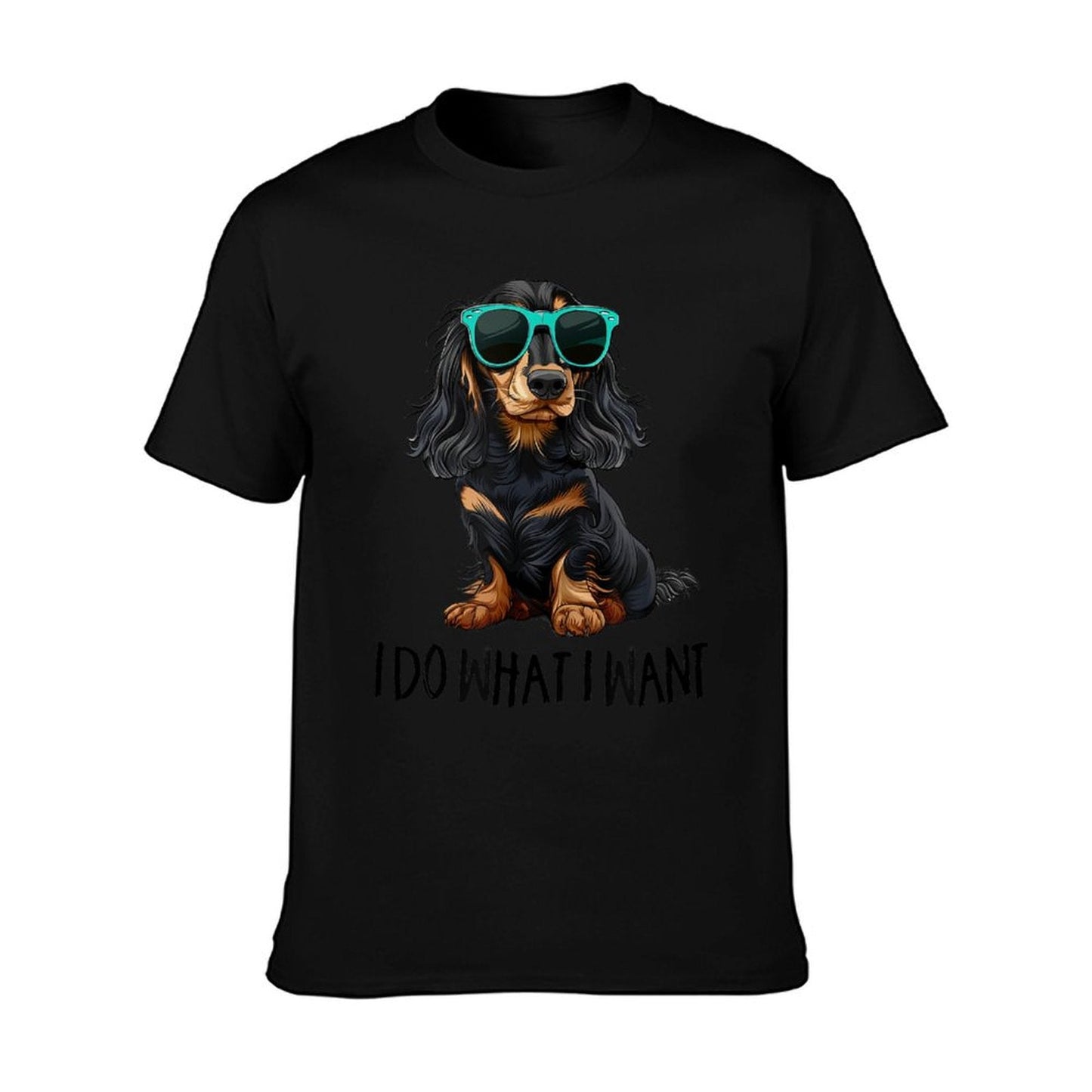 Funny Do What I Want Black Long Haired Dachshund Lover T-Shirt