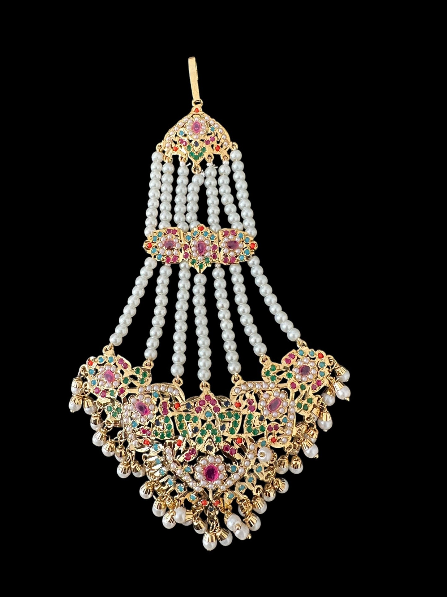 DJHR126 Wafa jadau jhoomar in Navratan - multicolor  ( SHIPS IN 2 WEEKS )