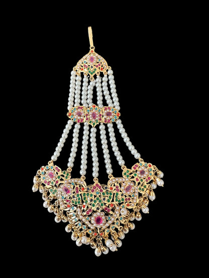 DJHR126 Wafa jadau jhoomar in Navratan - multicolor  ( SHIPS IN 2 WEEKS )