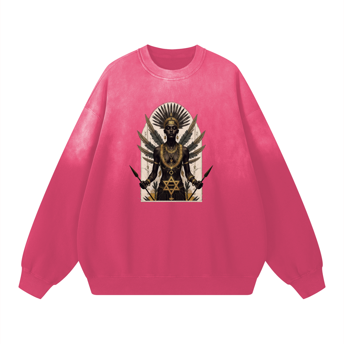 Amaru Khan Stars Handcrafted Vintage Wash Drop-Shoulder Sweatshirt