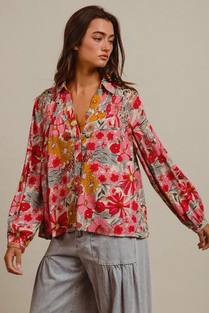 BiBi Woven Floral Printed Shirt Top