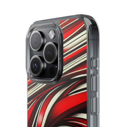 Red & White Swirl Abstract Clear Phone Case