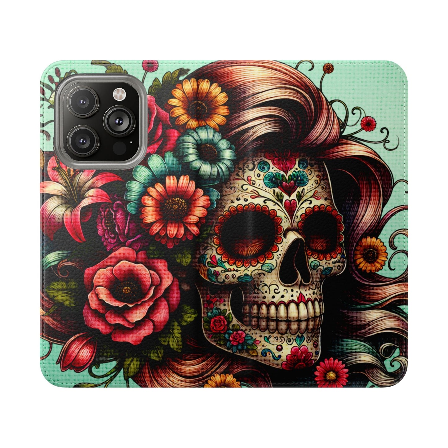 Sugar Skull Flip Wallet Phone Case