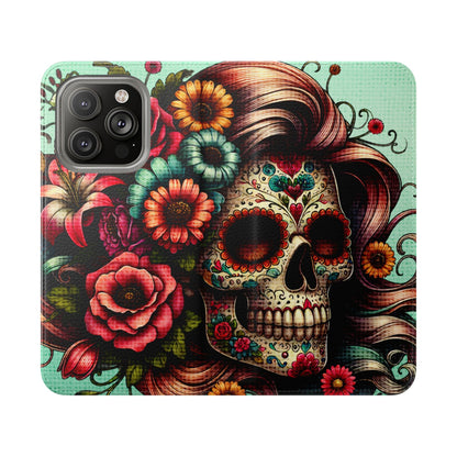 Sugar Skull Flip Wallet Phone Case
