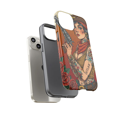 Vintage Western Tough Phone Case with Outlaw Design