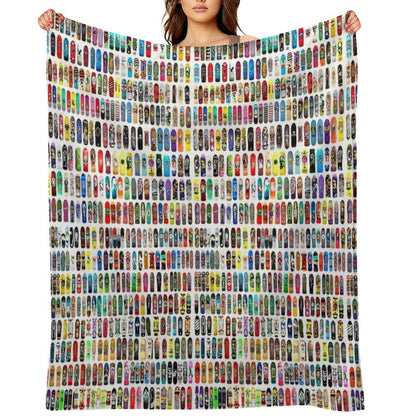 Vintage Skateboard Print Throw Blanket