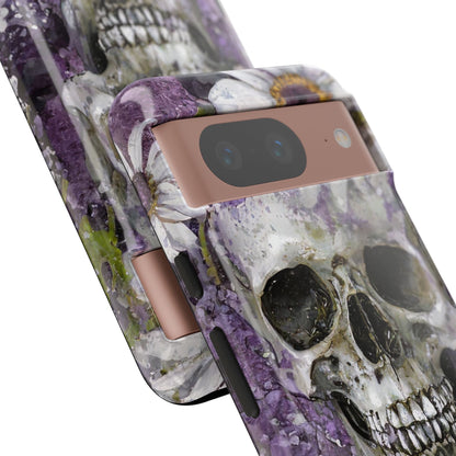 Plum Skull and Daisy Tough Phone Case