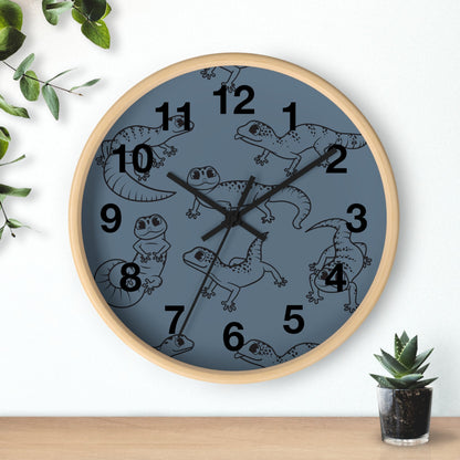 Playful Geckos 10" Wooden Wall Clock