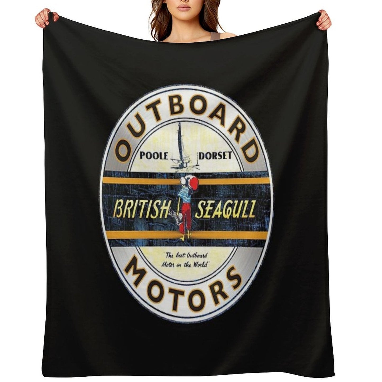 British Seagull Outboard Motors UK Sticker Throw Blanket