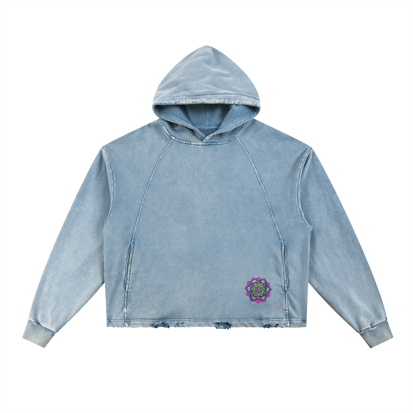 Jerry Garcia Mandala Vintage Washed Frayed-Hem Hoodie