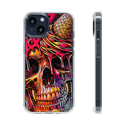 Neon Ice Cream Skull Clear Phone Case