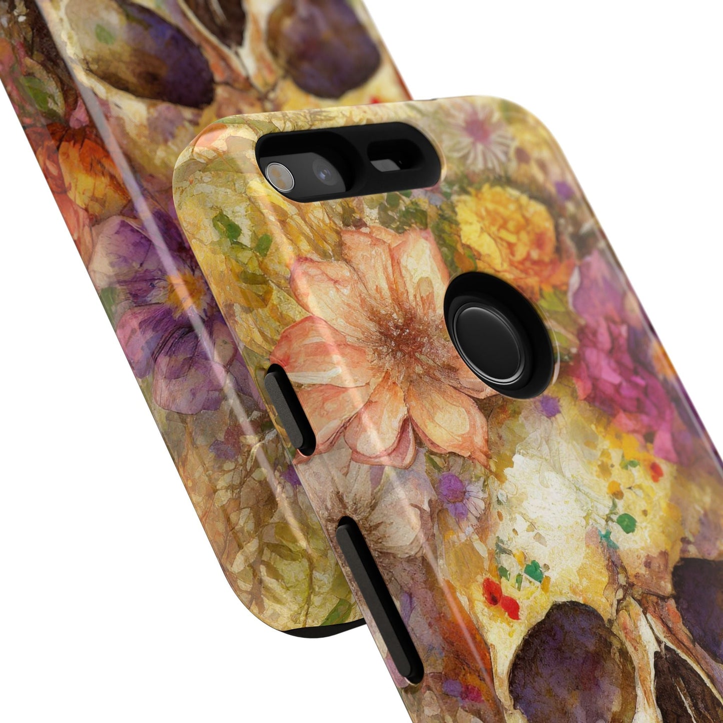 Unique Floral Skull Tough Phone Case