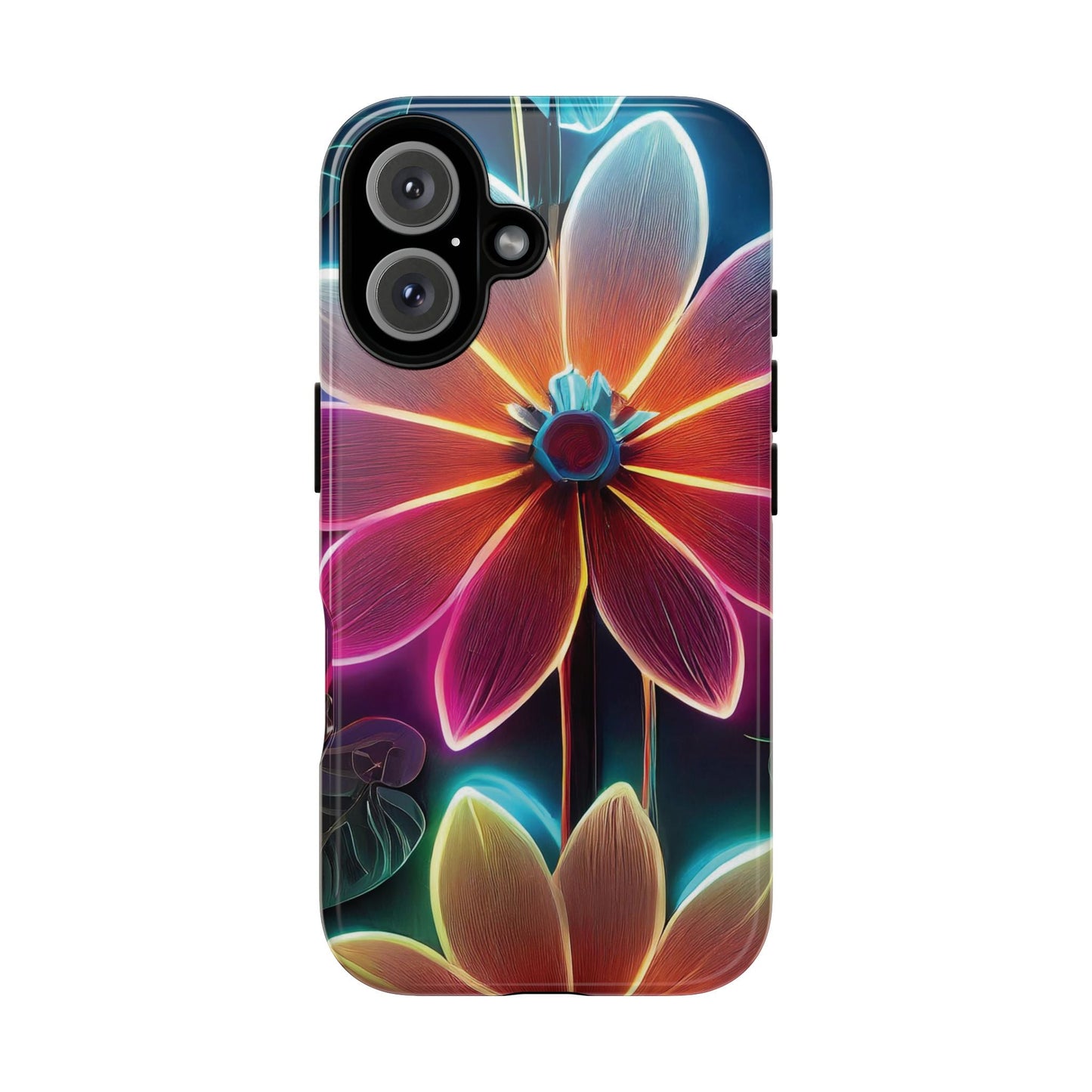 Vibrant Neon Flowers Tough Phone Case