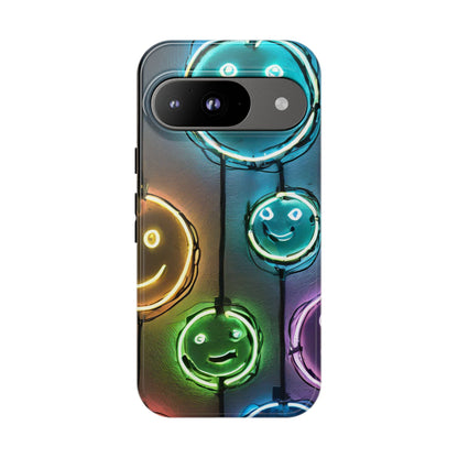 Colorful Neon Smiley Face Phone Case - Tough & Stylish Protection