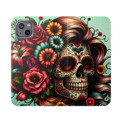 Sugar Skull Flip Wallet Phone Case