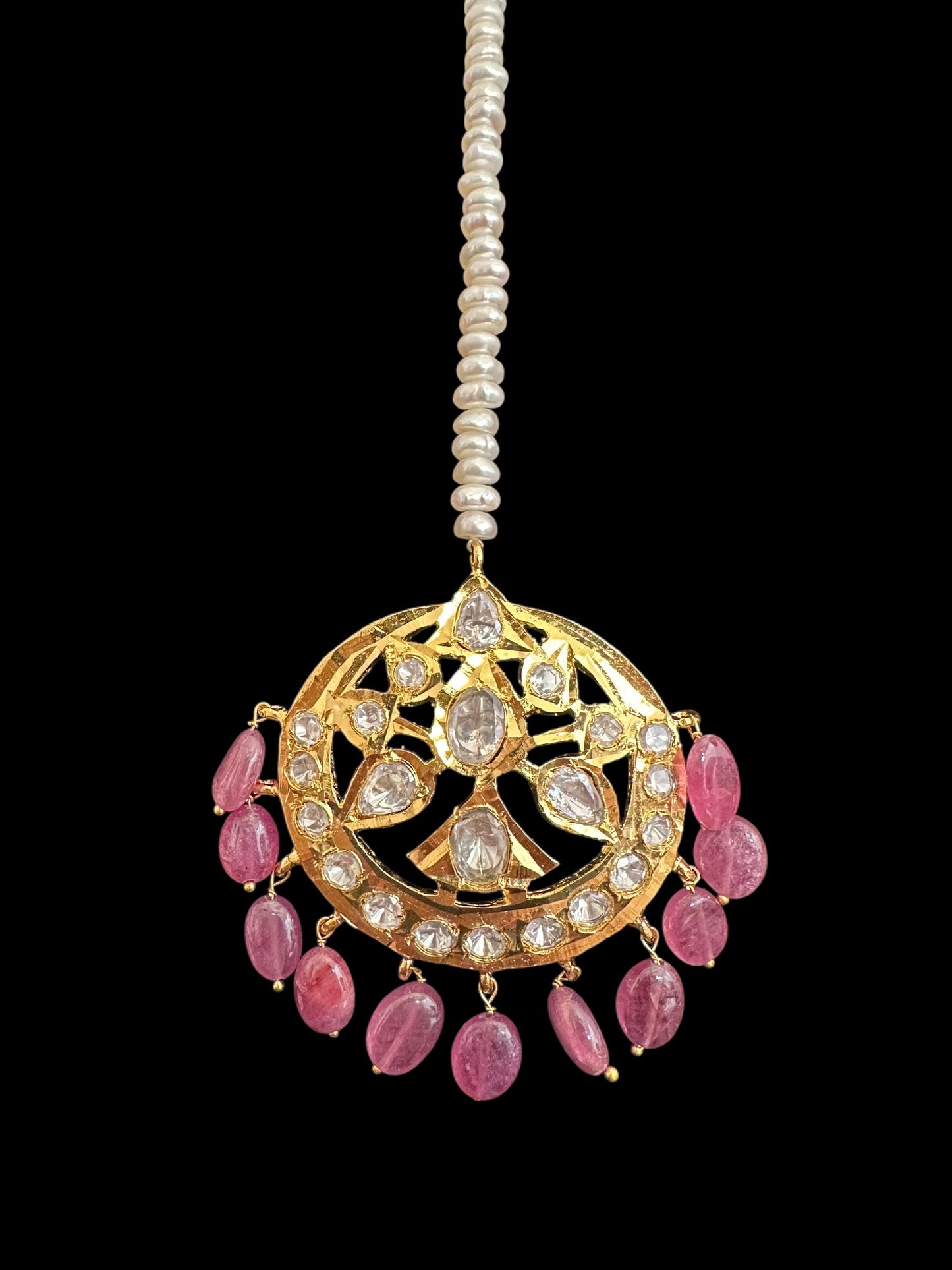 BR310 Bridal jadavi lacha , satlada  in moissanite and emeralds ( SHIPS IN 5 WEEKS )