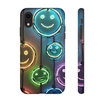 Colorful Neon Smiley Face Phone Case - Tough & Stylish Protection