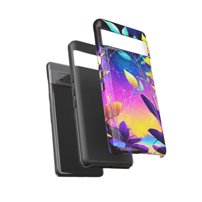 Artistic Vibrant Neon Floral Leaf Tough Phone Case