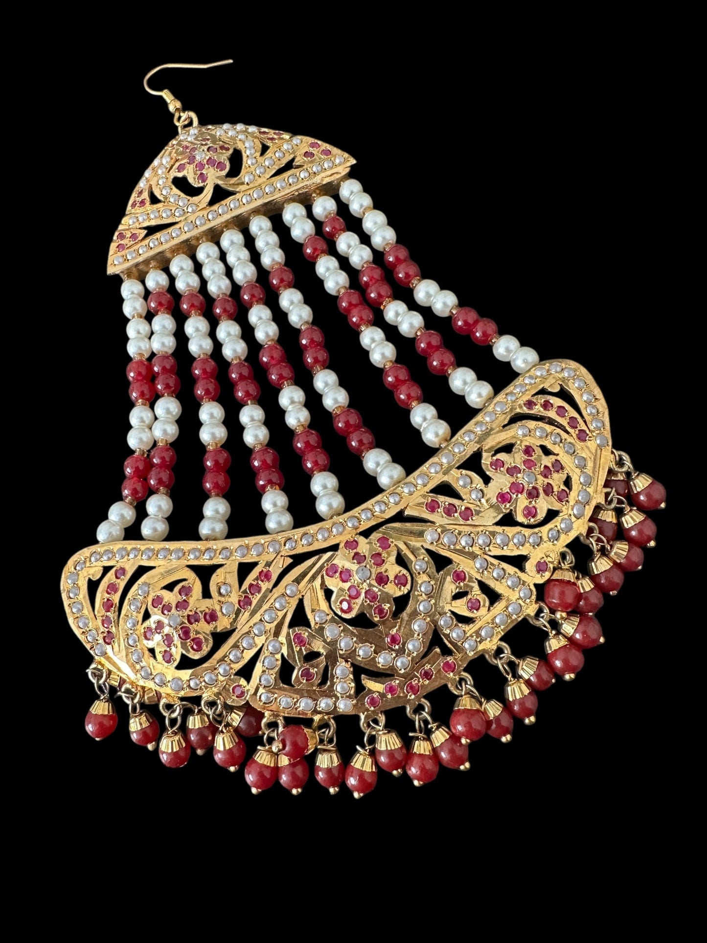 DJHR124 jadau jhoomar in Ruby  pearl  ( READY TO SHIP )