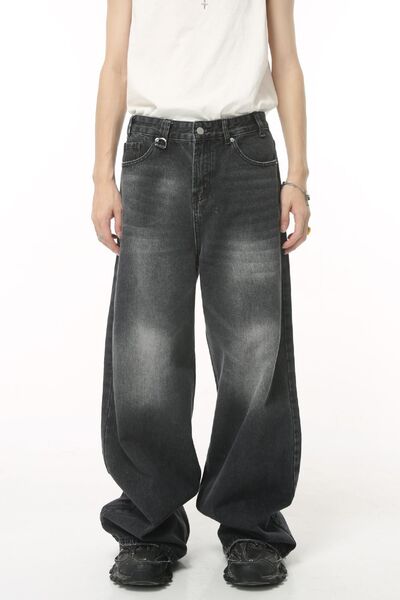 Pocketed Wide Leg Jeans