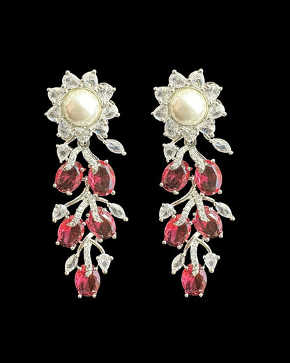 DNS137R silver plated necklace set - Ruby ( READY TO SHIP )