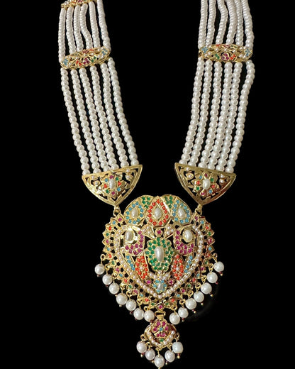 BR320 navratan jadau bridal set in shell pearls ( READY  TO SHIP)