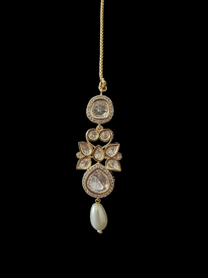 DNS196 Tanu polki necklace set with pearls ( SHIPS IN 4 WEEKS )