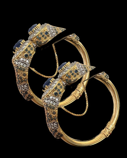 BG807 SALWA zircon bangles -Blue , openable ( SHIPS IN 4 WEEKS  )