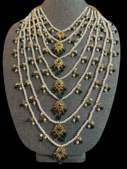 SAT103 Hyderabadi bridal satlada green ( READY TO SHIP )