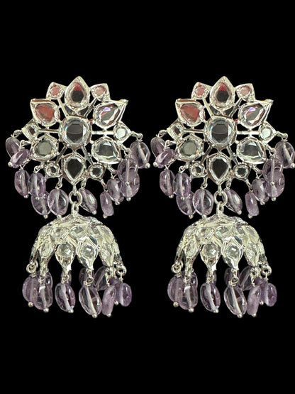 Khushi long necklace with earrings in real amethyst beads ( SHIPS IN 4 WEEKS )