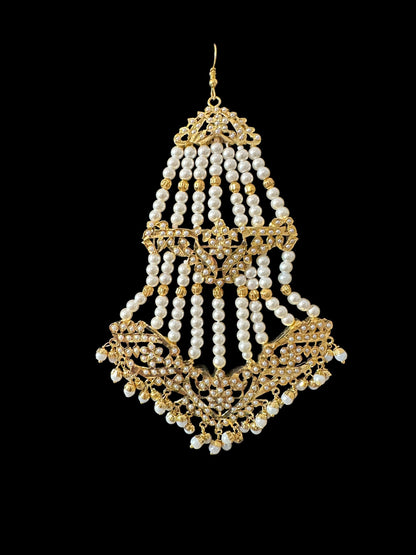 BR479 Insha pearl jadau bridal set in shell pearls ( SHIPS IN 4 WEEKS )