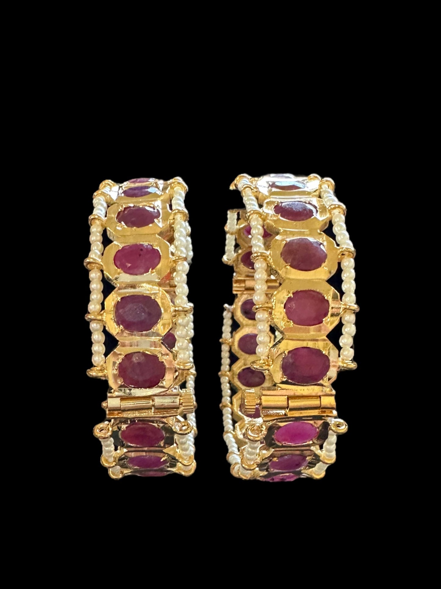 B156 Hyderabadi gold plated bangles in Ruby ( SHIPS IN 4 WEEKS )
