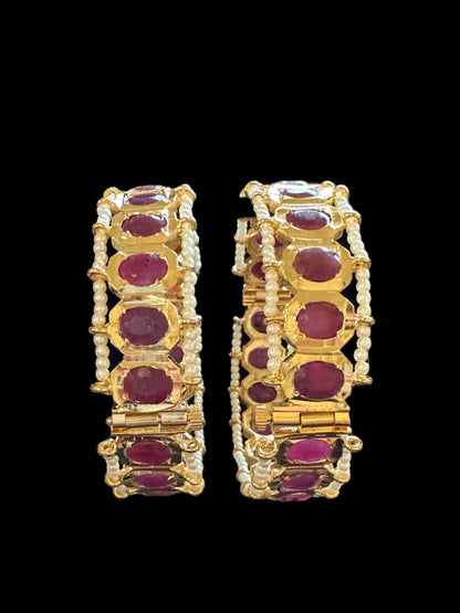 B156 Hyderabadi gold plated bangles in Ruby ( SHIPS IN 4 WEEKS )