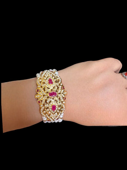 Gold plated silver ruby pearl bracelet ( READY TO SHIP )