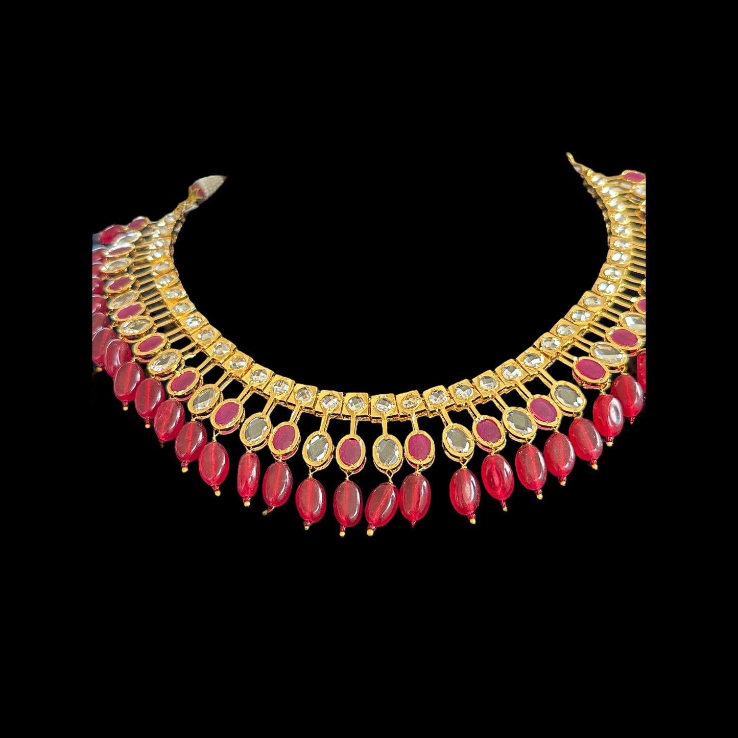 DNS91 gold plated necklace with ruby beads ( READY TO SHIP )