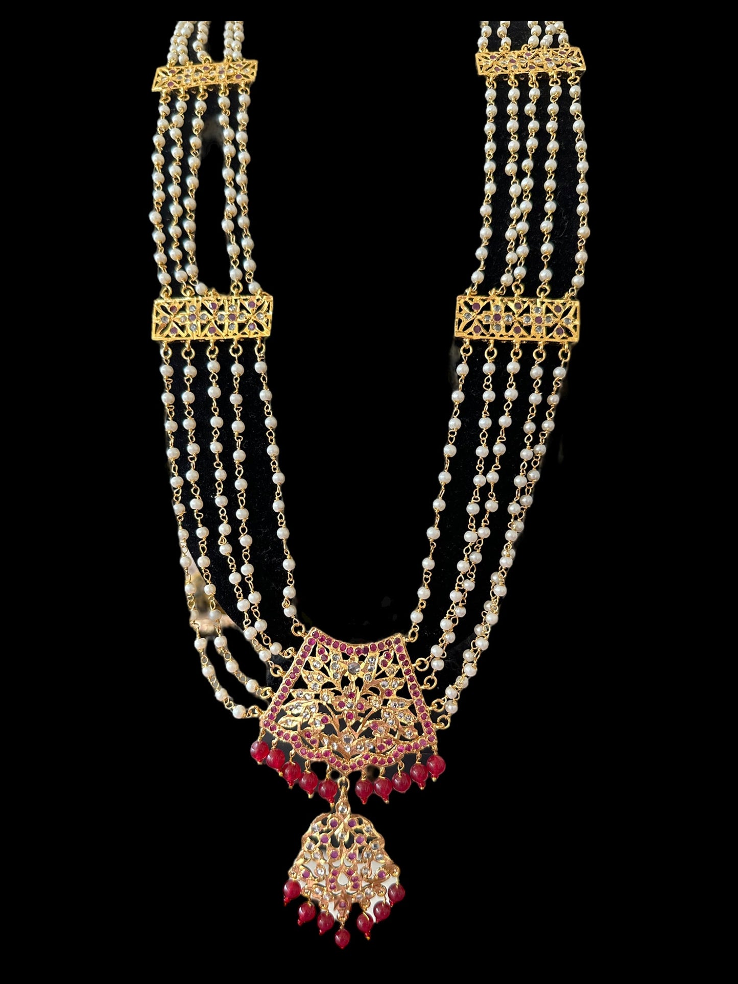 DLN54 Aabha chandan haar (rubies)( SHIPS IN 4 WEEKS )