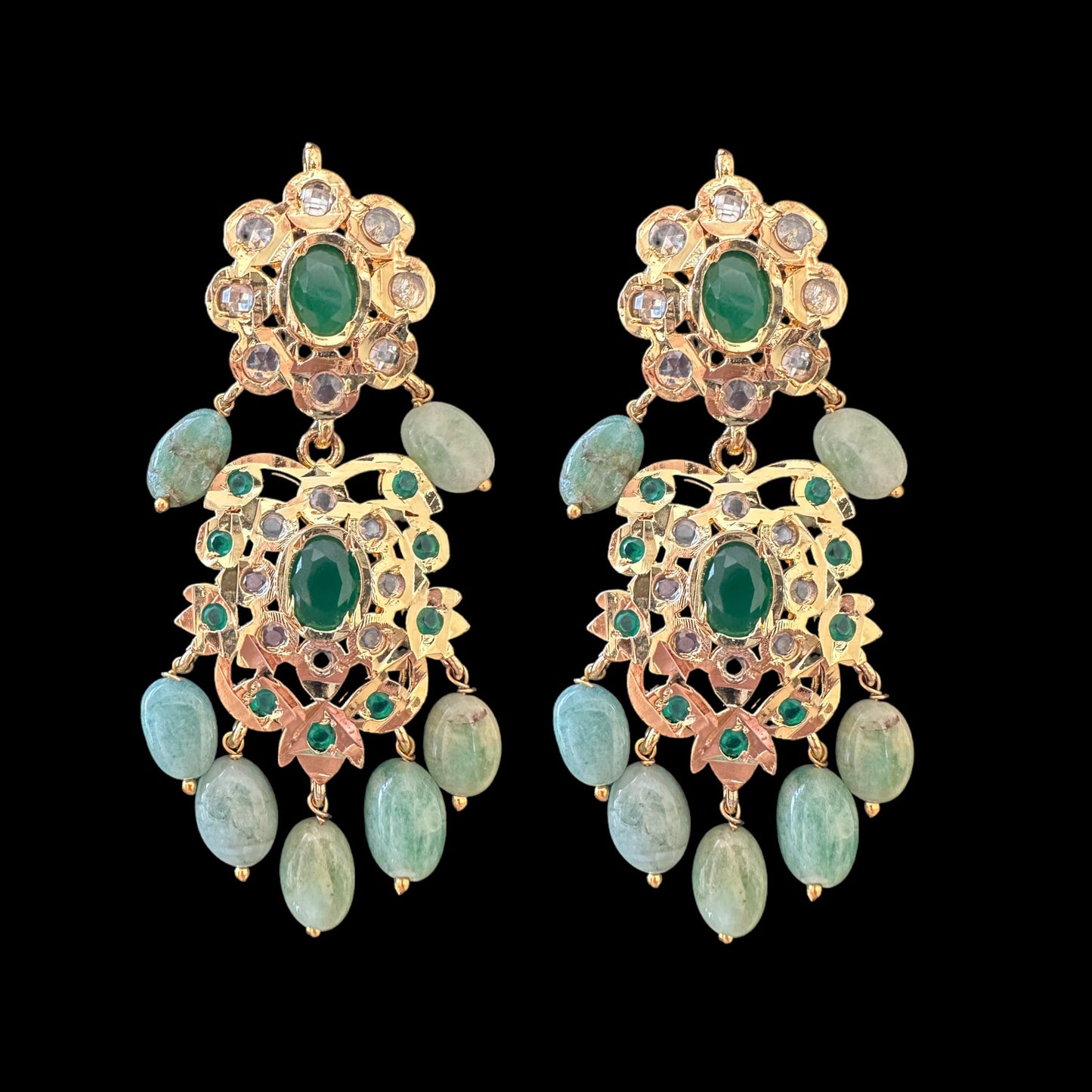 SAT92 Fresh water pearl and emerald beads satlada ( READY TO SHIP )