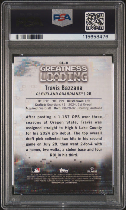 Graded 2025 Topps Bowman Travis Bazzana #GL8 Greatness Loading Rookie RC Baseball Card PSA 10 Gem Mint