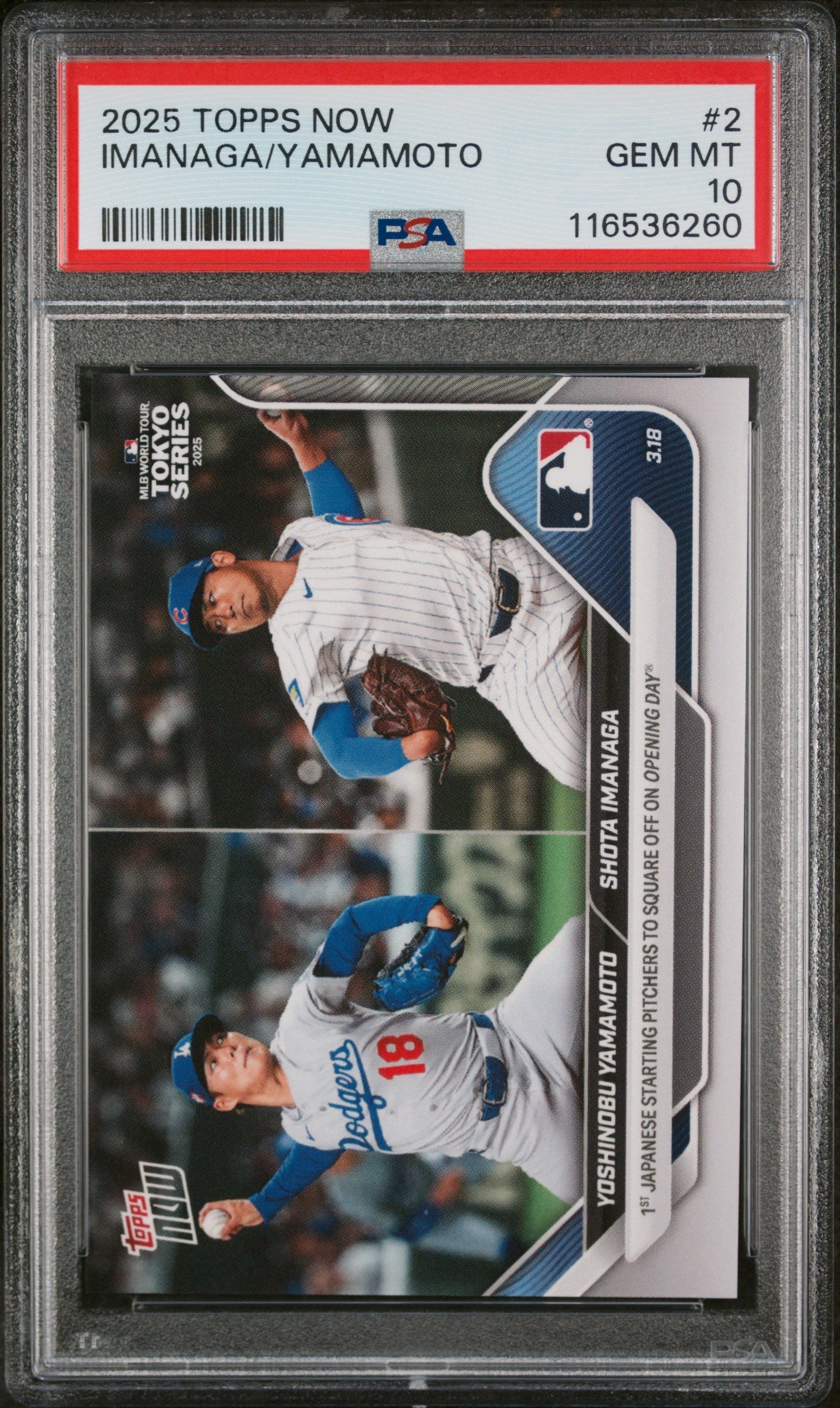 Graded 2025 Topps Now Yoshinobu Yamamoto/Shota Imanga #2 Baseball Card PSA 10 Gem Mint