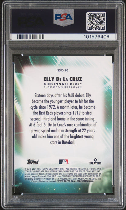 Graded 2024 Topps Chrome Update Elly De La Cruz #10 Stratospheric Stars Rookie RC Baseball Card PSA 10 Gem Mint