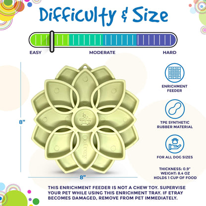 Mandala Softie eTray Shallow Slow Feeder Dog Bowl with Suction Cups |  USA Made